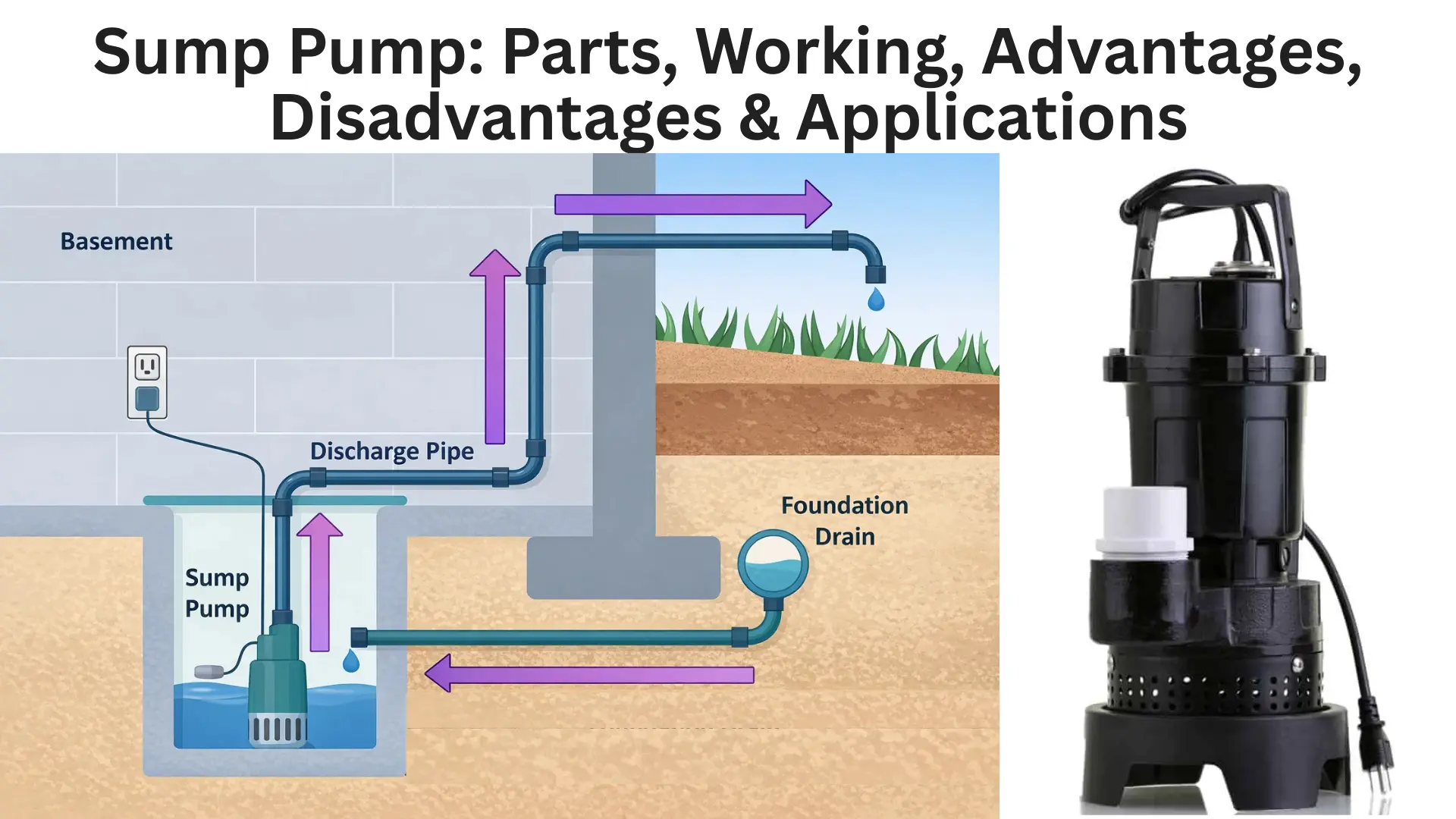 Sump Pump: Parts, Working, Advantages, Disadvantages & Applications